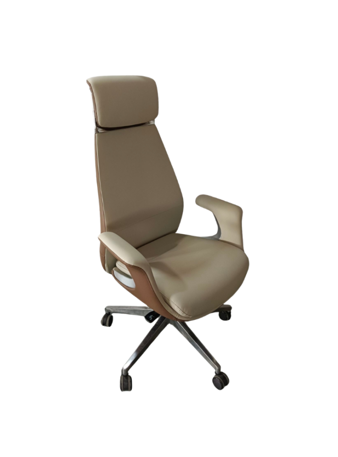 Sculpted Two-Tone Leather Executive Chair with Headrest